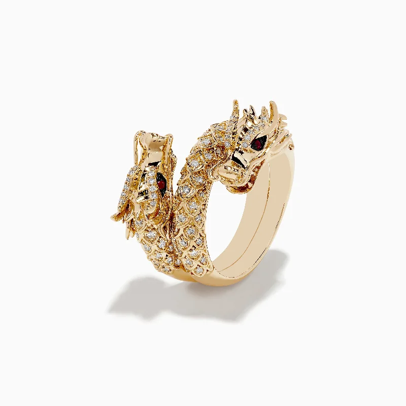 Safari 14K Yellow Gold Ruby and Diamond Dragon Ring