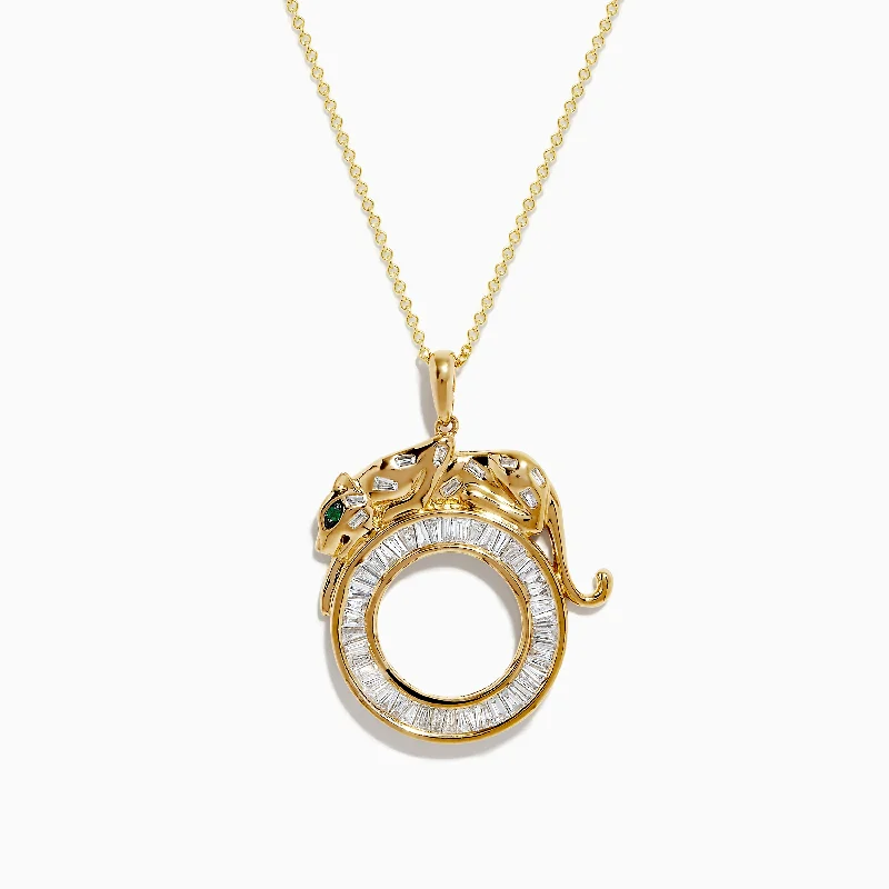 Signature 14K Yellow Gold Diamond and Emerald Pendant