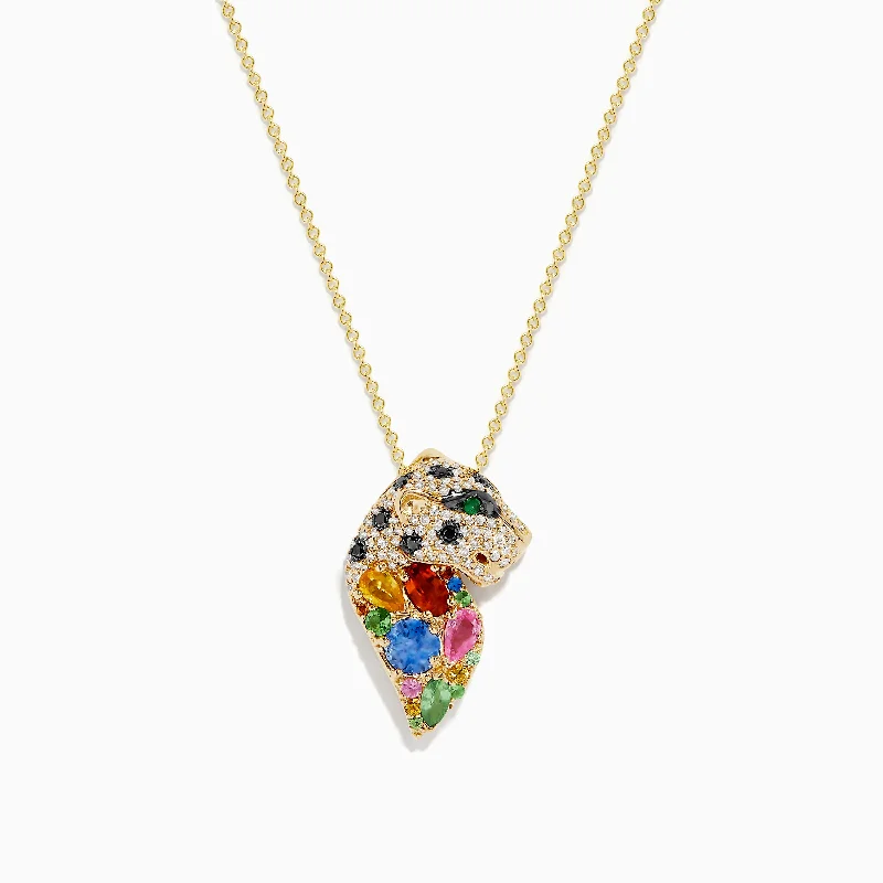 Signature 14K Yellow Gold Multi Sapphire and Diamond Pendant