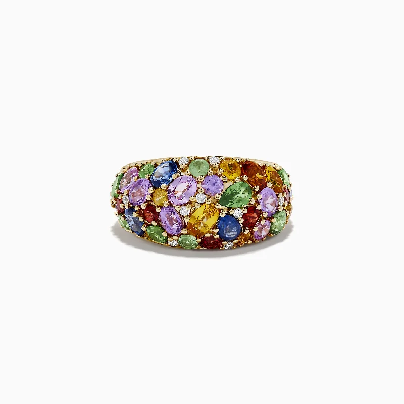 Watercolors 14K Yellow Gold Multi Sapphire and Diamond Ring