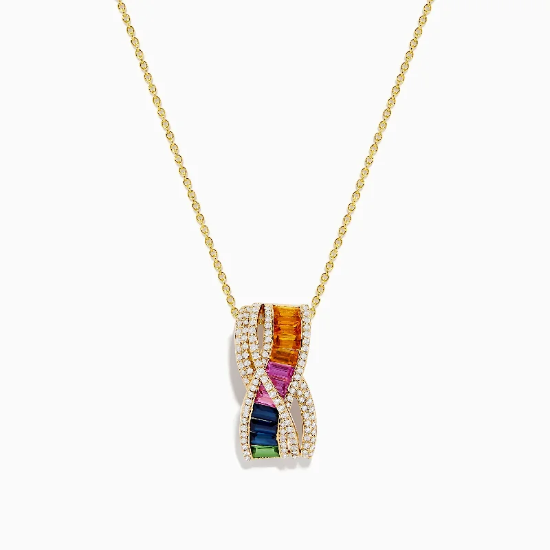 Watercolors 14K Yellow Gold Multi Sapphire Pendant