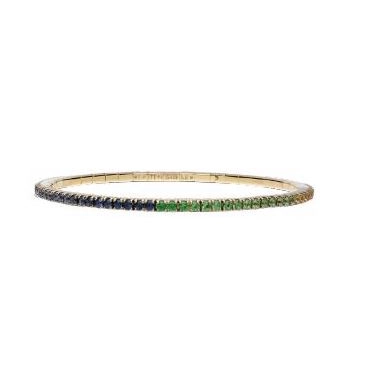 Extensible 18K Yellow Gold Rainbow Sapphire Stretch Bracelet