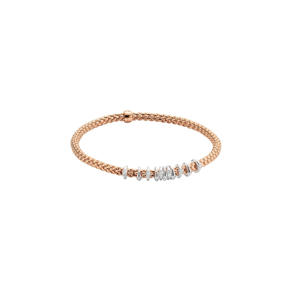 Fope 18K Rose Gold Prima Bracelet with Diamonds in Large