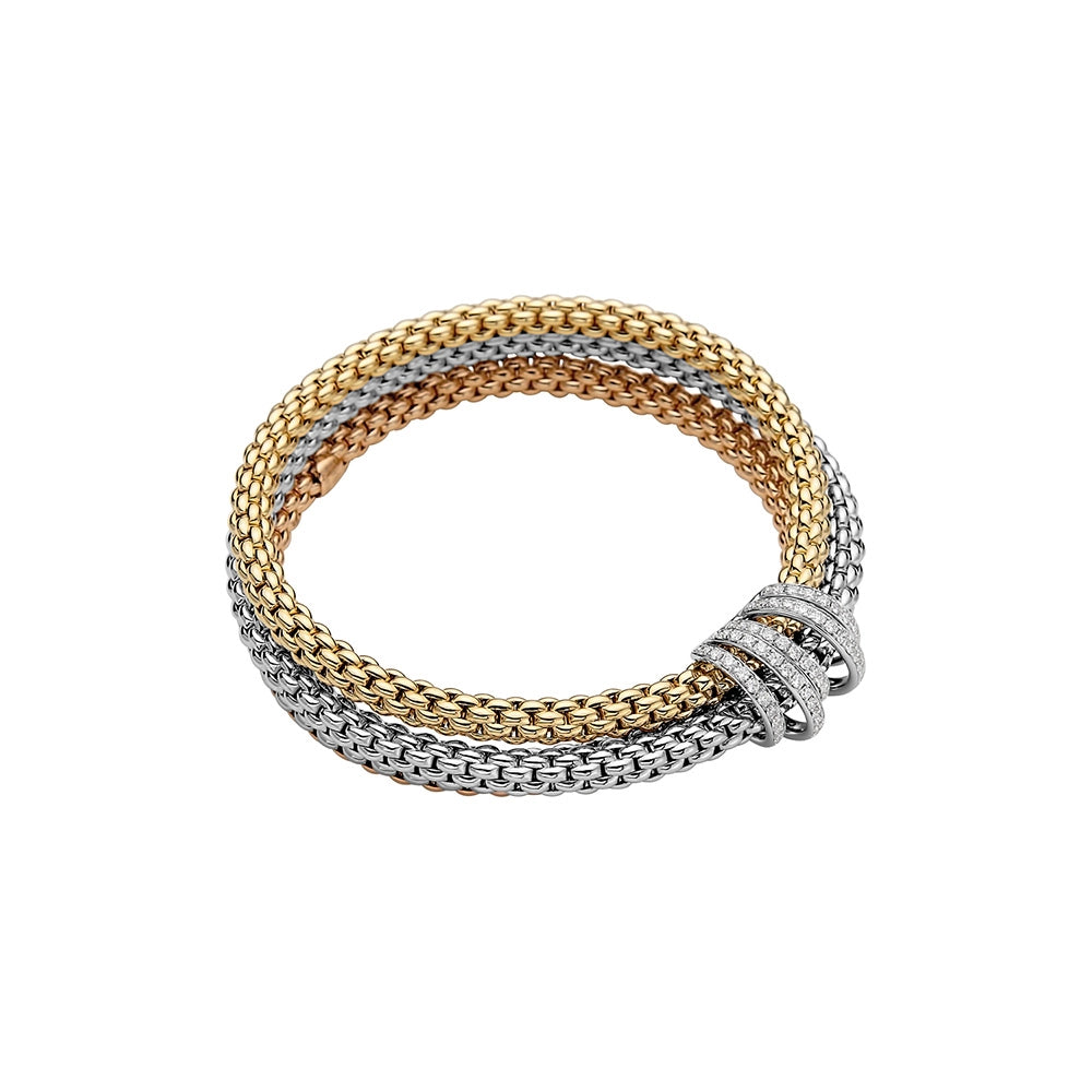 FOPE 18K Tricoloured Gold Solo Mialuce Collection Diamond Bracelet, Medium Size