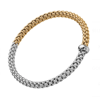 Fope 18K White and Yellow Gold Solo Collection Diamond Bracelet, Medium Size