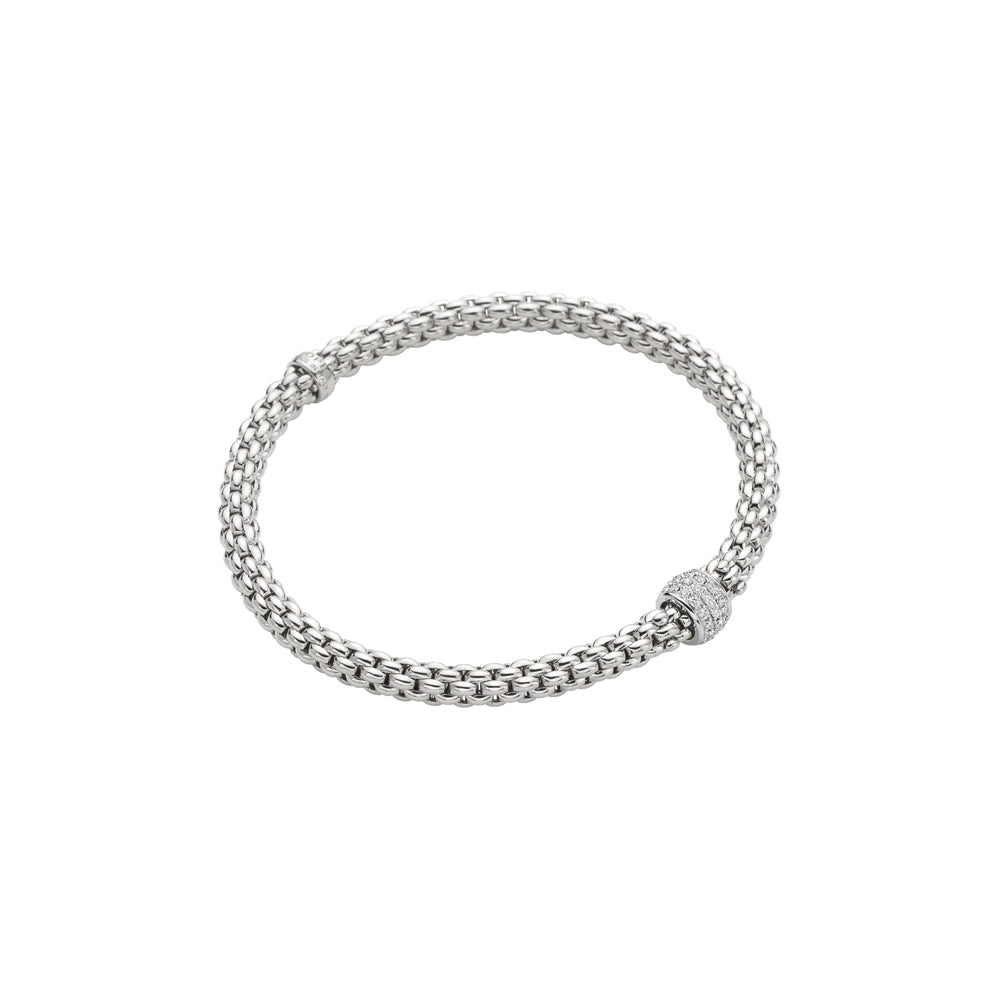 Fope 18K White Gold Solo Collection Diamond Bracelet, Extra Small Size