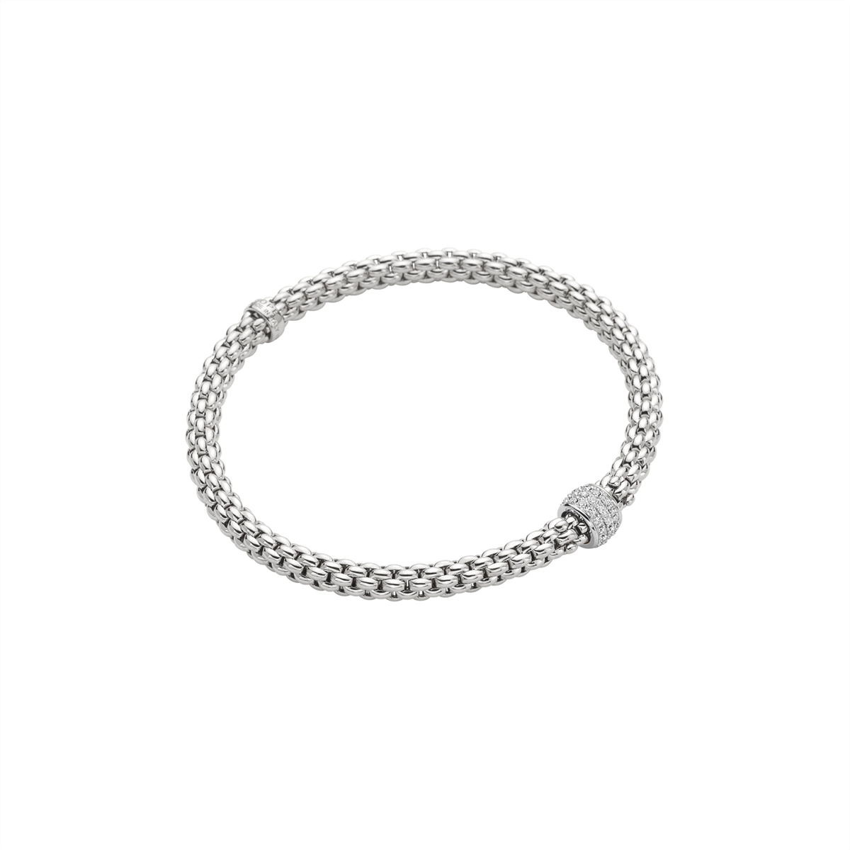 FOPE 18K White Gold Solo Collection Diamond Bracelet, Medium Size