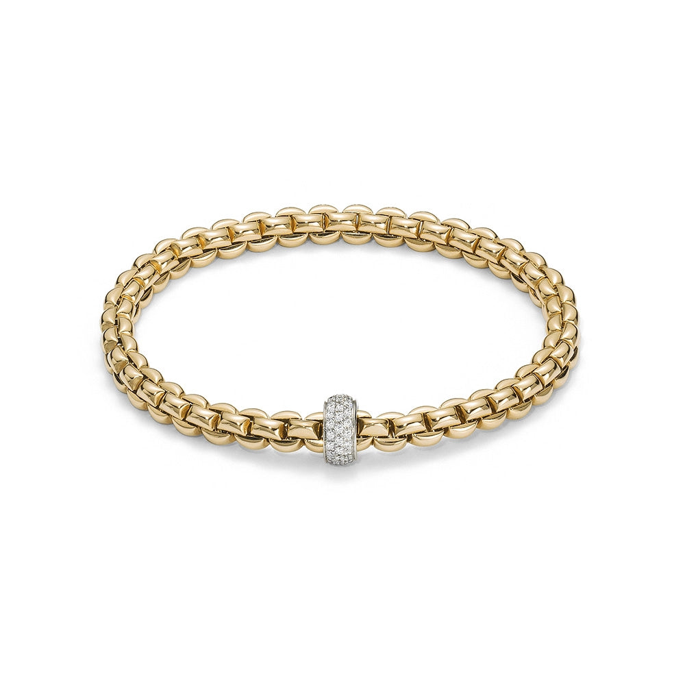 Fope 18K Yellow and White Gold Eka Collection Diamond Bracelet, Small Size