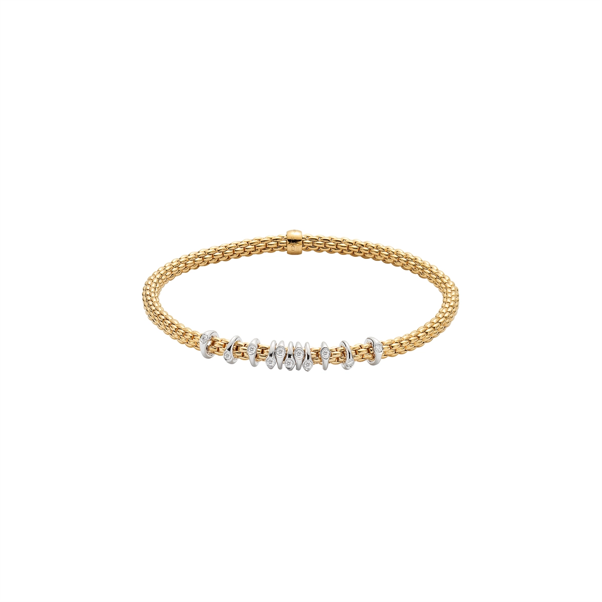 Fope 18K Yellow and White Gold Prima Collection Diamond Bracelet, Small Size