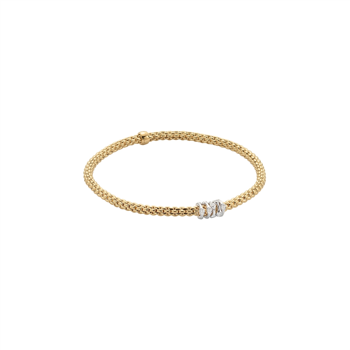 Fope 18K Yellow Gold Prima Collection Bracelet with Diamonds, Medium Size