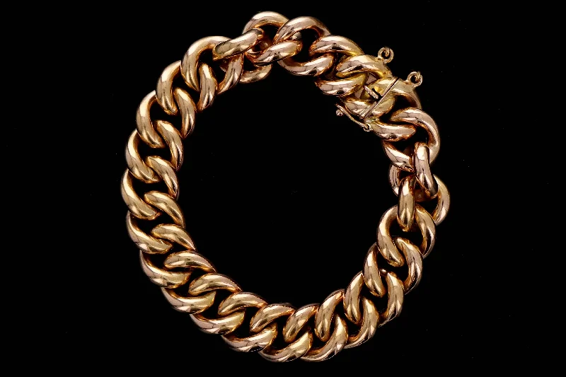 French Victorian 18K Rose Gold Curb Link Bracelet