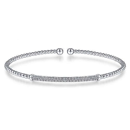 Gabriel & Co. 14K White Gold Bujukan Split Cuff Bracelet with Diamond Pavé Bar