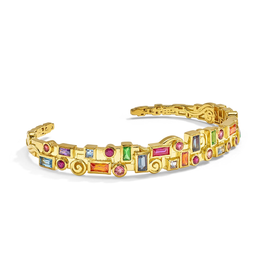 Gurhan 22K Yellow Gold Klimt Cuff Bracelet with Mixed Stones