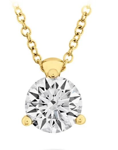 Hearts On Fire 18K Yellow Gold Round Shape Diamond Solitaire Pendant with a 18K Yellow Gold Cable Link Necklace (xxxctw)