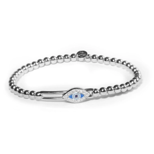 Hulchi Belluni 18K White Gold Evil Eye Stretch Bracelet