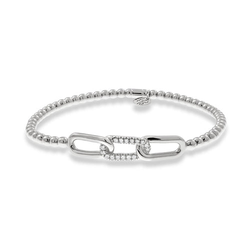 Hulchi Belluni 18K White Gold Link Diamond Tresore Stretch Bracelet