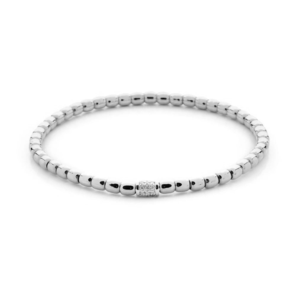 Hulchi Belluni 18K White Gold Tresore Stretch Bracelet with Diamond Section