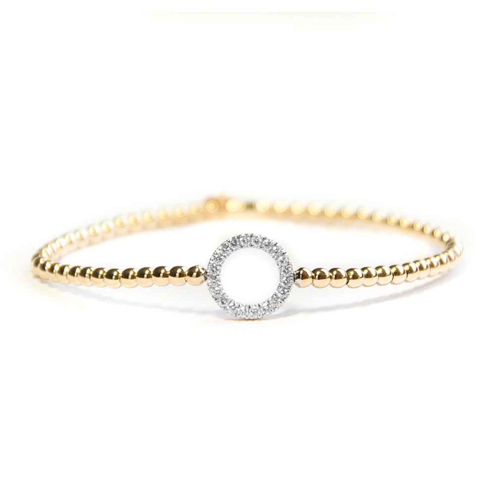 Hulchi Belluni 18K Yellow Gold Diamond Open Circle Tresore Stretch Bracelet