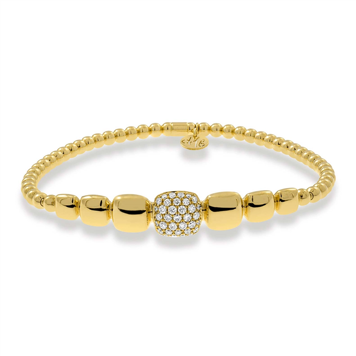 Hulchi Belluni 18K Yellow Gold Tresore Strech Bracelet with Diamond Section