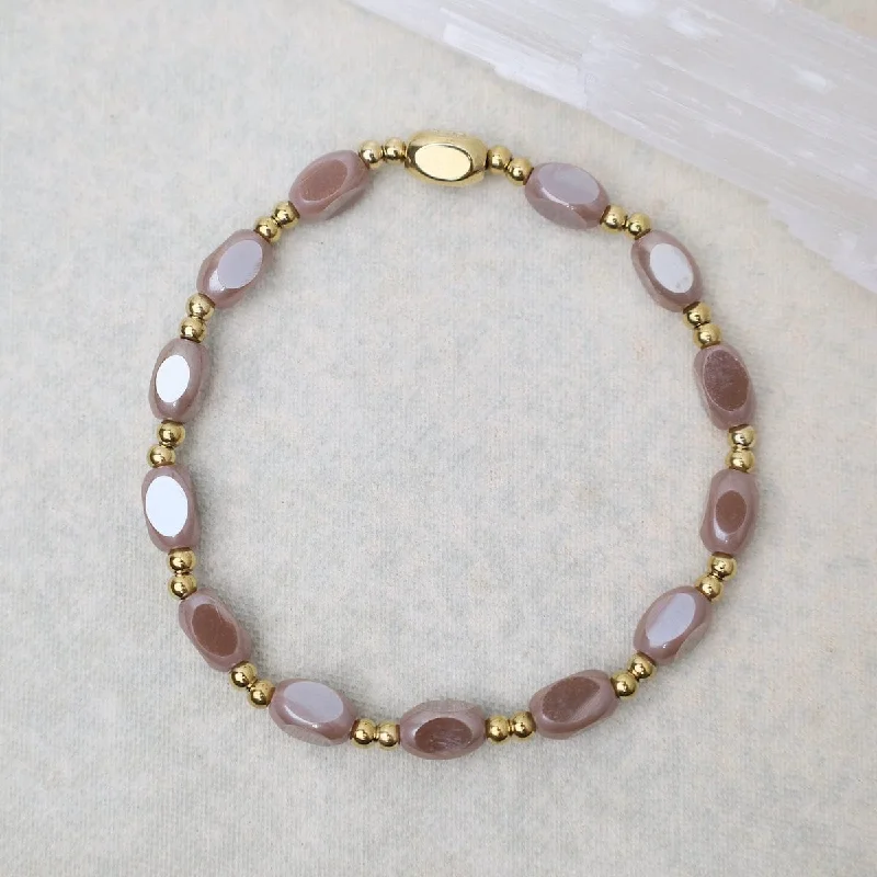 All in Pop Of Color Bracelet in Sandy Taupe & Gold