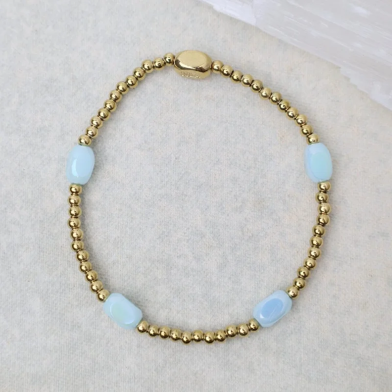 Here & There Pop Of Color Bracelet in Blue Sky & Gold