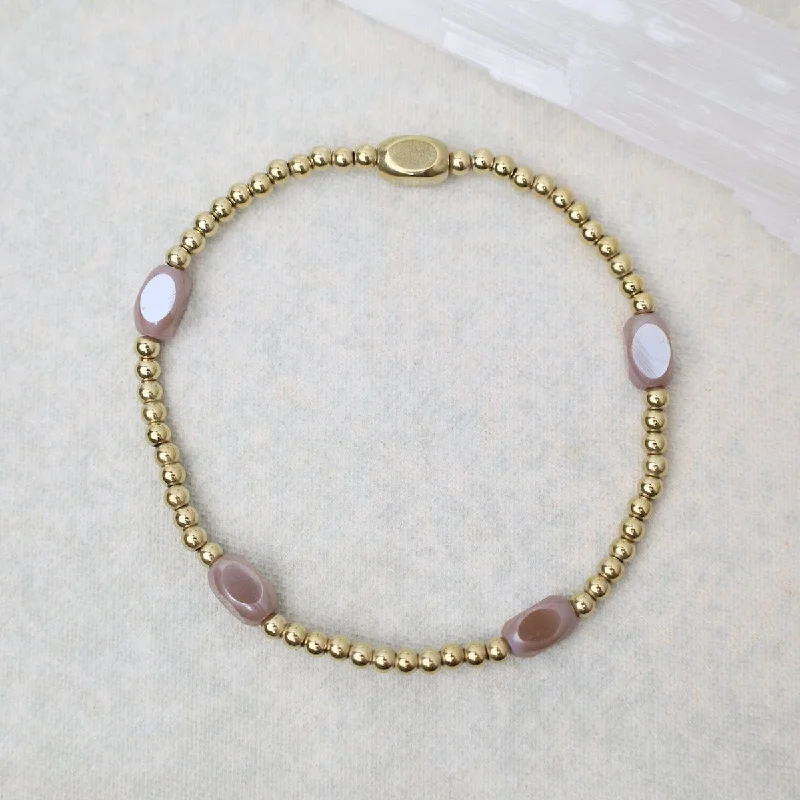 Here & There Pop Of Color Bracelet in Sandy Taupe & Gold