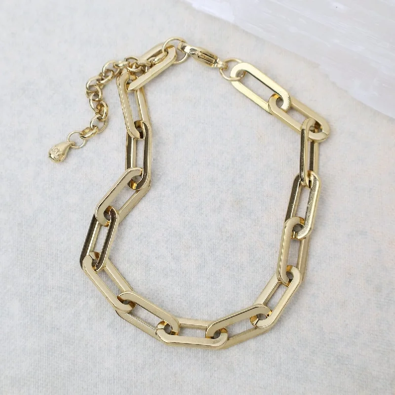 Paperclip Chain Bracelet in Gold Plated Stainless Steel