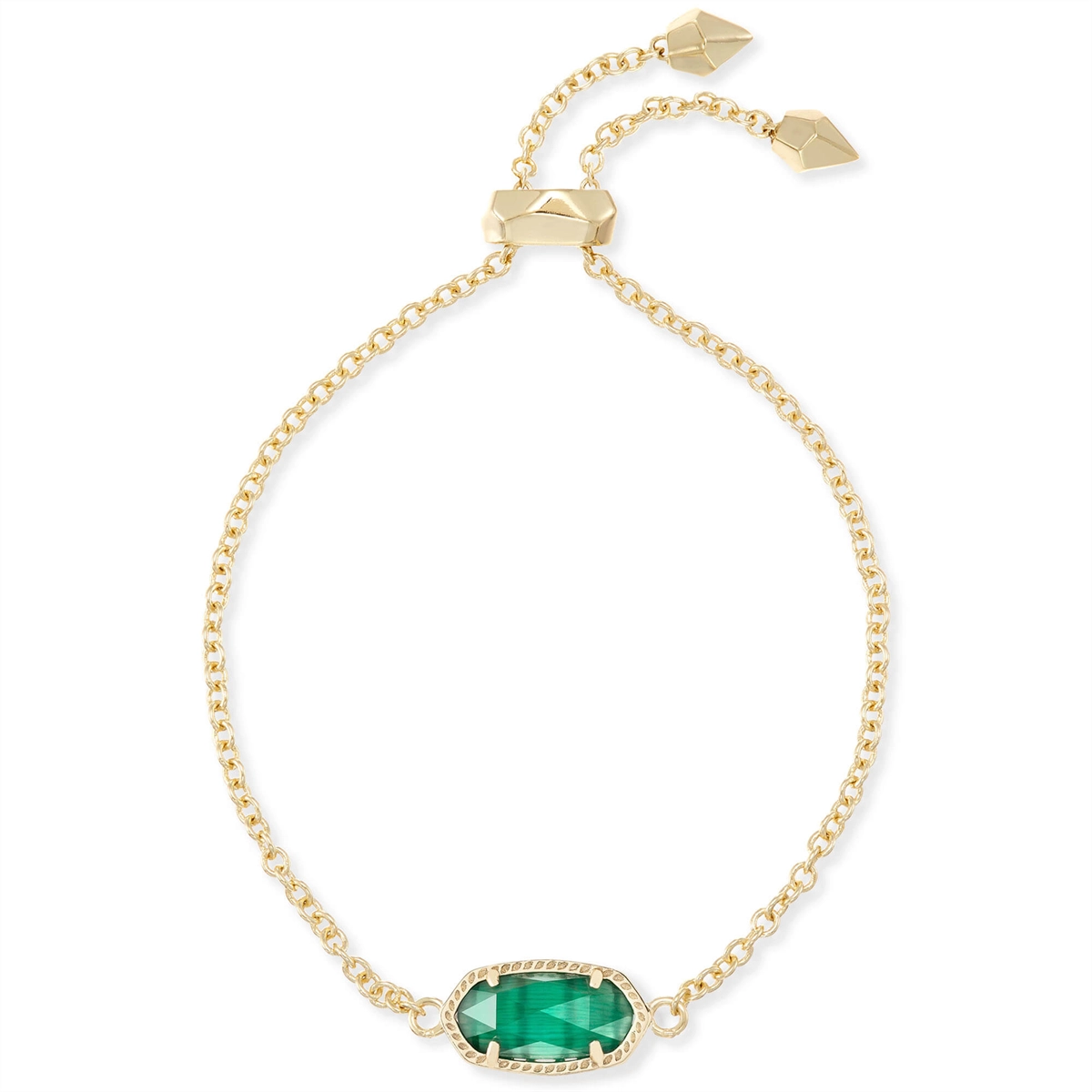 Kendra Scott Elaina Bracelet in Gold with Emerald Cats Eye