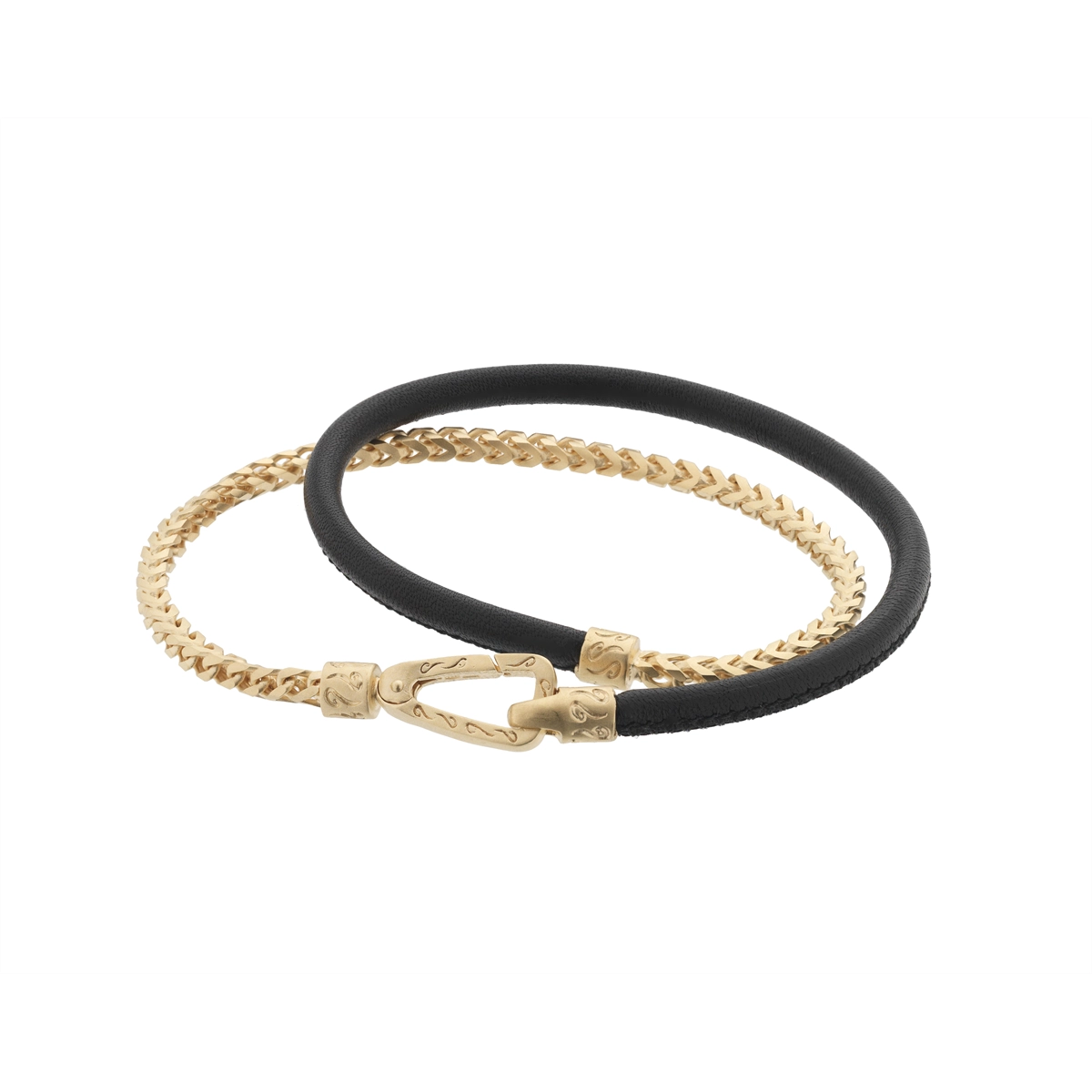 Marco Dal Maso Lash Double Wrap Recycled Sterling Silver with 18K Yellow Gold Vermeil and Woven Black Leather Bracelet