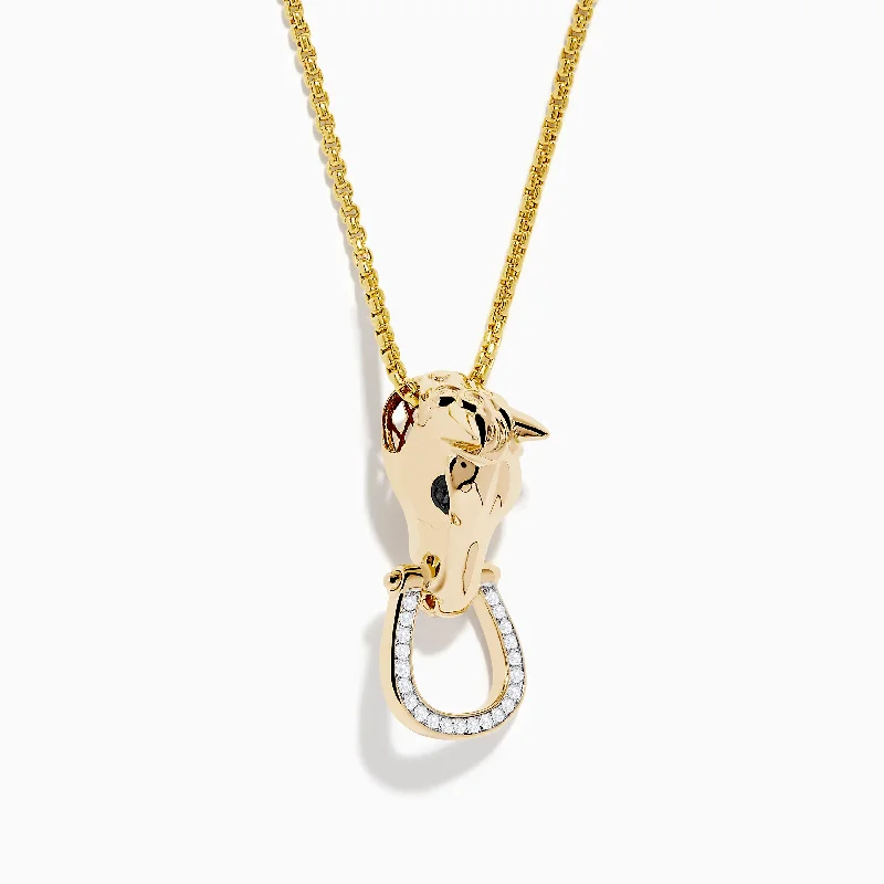 Men's 14K Yellow Gold Diamond Horse Pendant