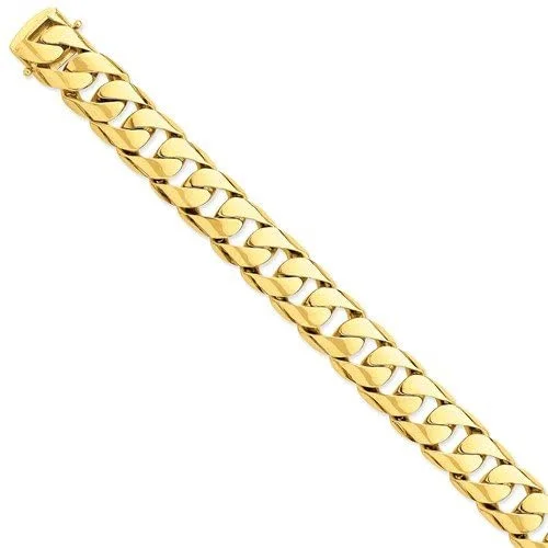 Men's Hand-Polished 14k Yellow Gold 15.4mm Cuban Link Bracelet, 9 Inches