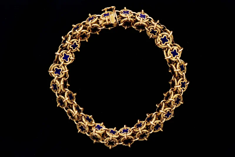 Italian Mid-Century 18K Yellow Gold & Enamel Bracelet