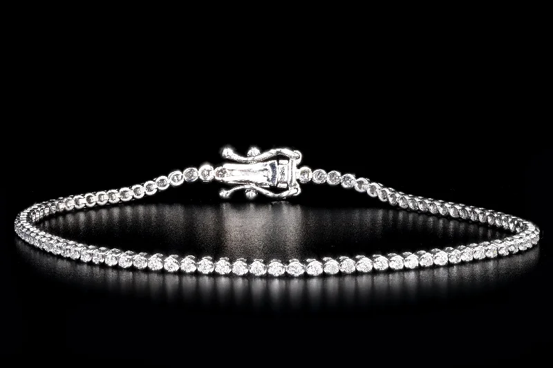 New 14K White Gold 1 Carat Total Weight Round Brilliant Diamond Tennis Bracelet