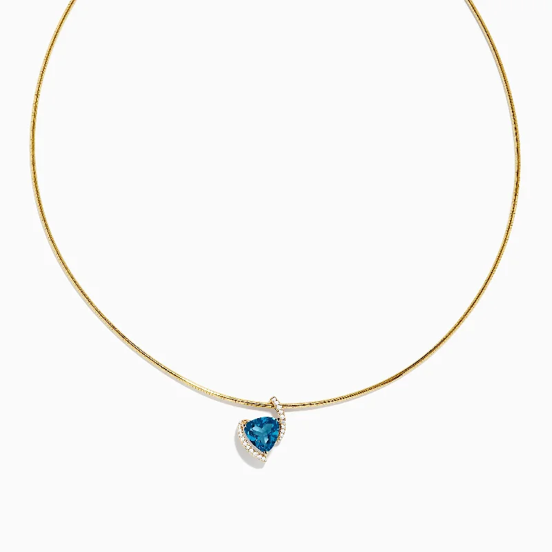 Ocean Bleu 14K Yellow Gold Collar Necklace & London Blue Topaz Pendant