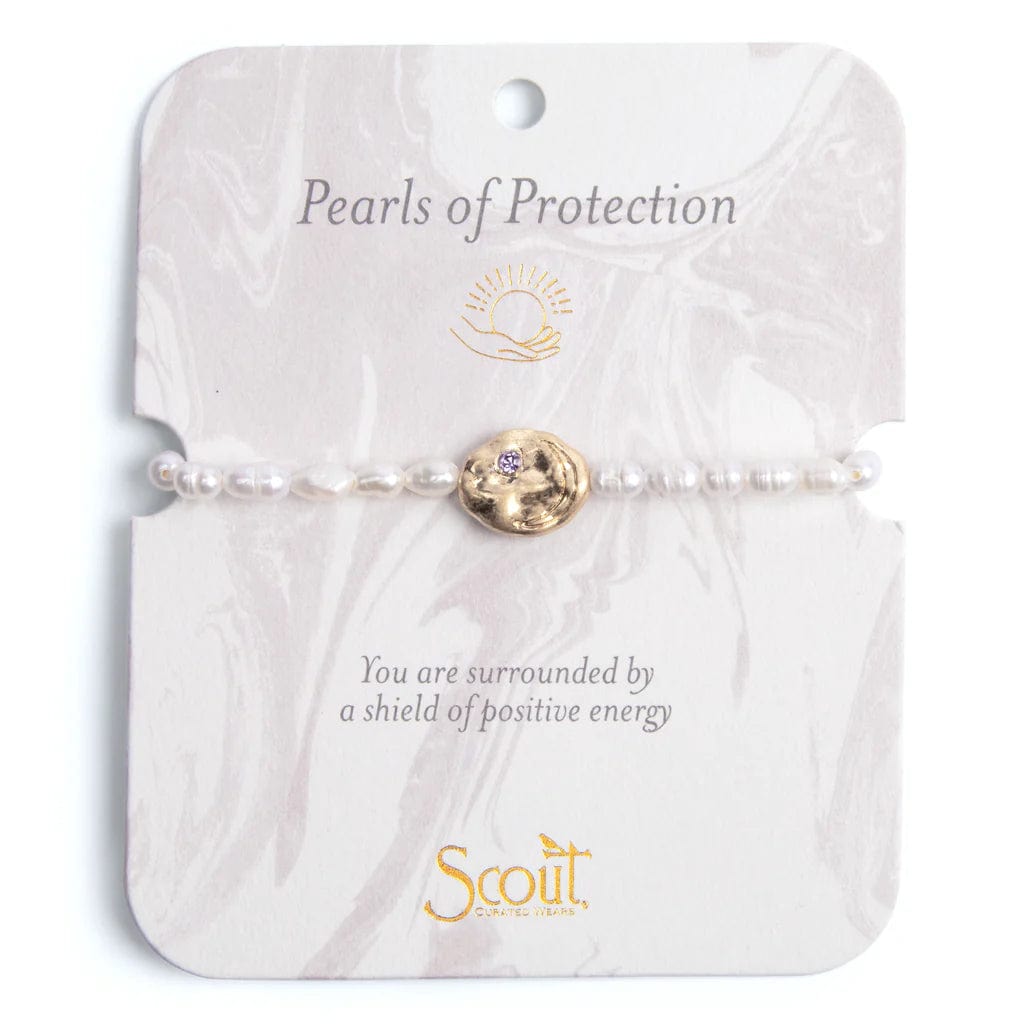 Pearls of Protection Affirmation Bracelet in Gold