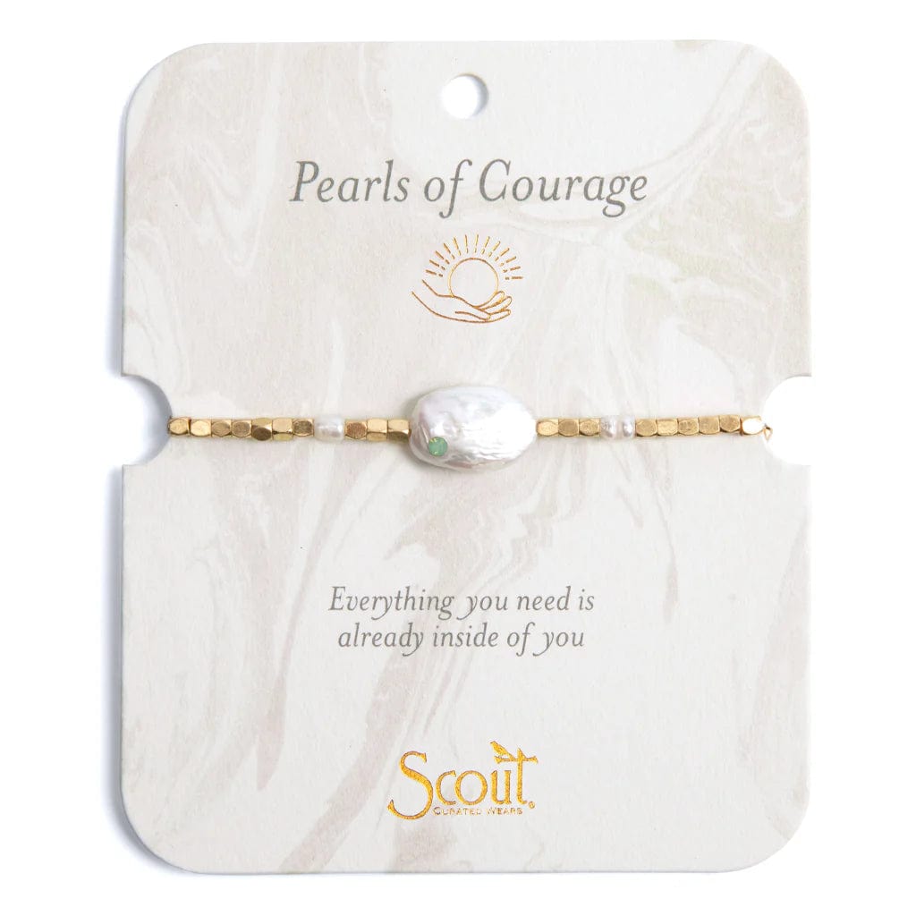 Pearl of Courage Affirmation Bracelet in Gold