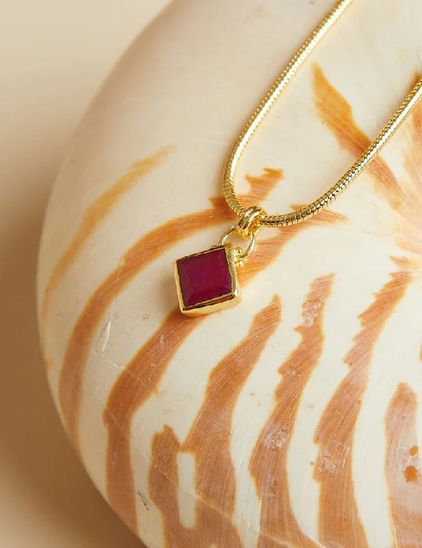 Cherry Pendant Necklace - Red Ruby Stone