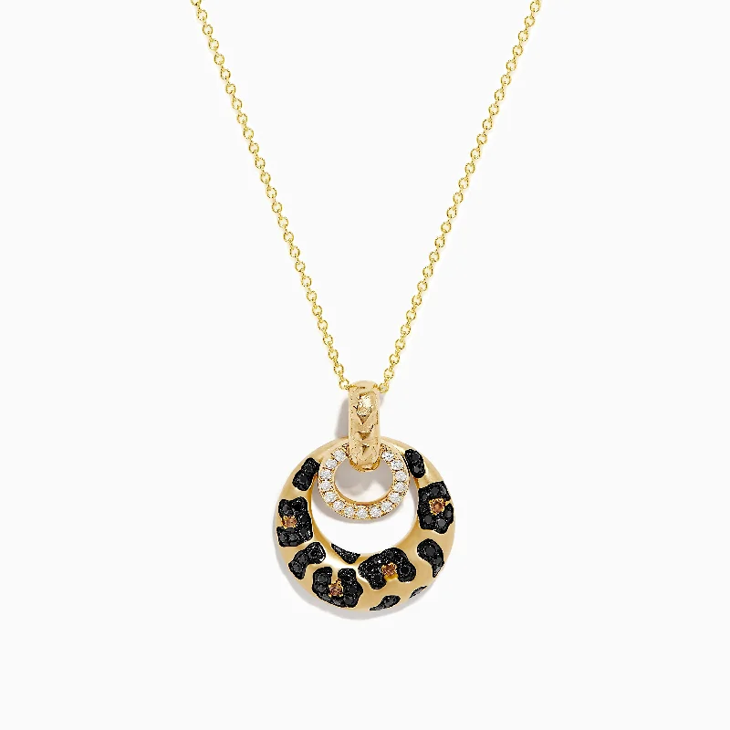 Signature 14K Yellow Gold Brown, Black, and White Diamond Pendant