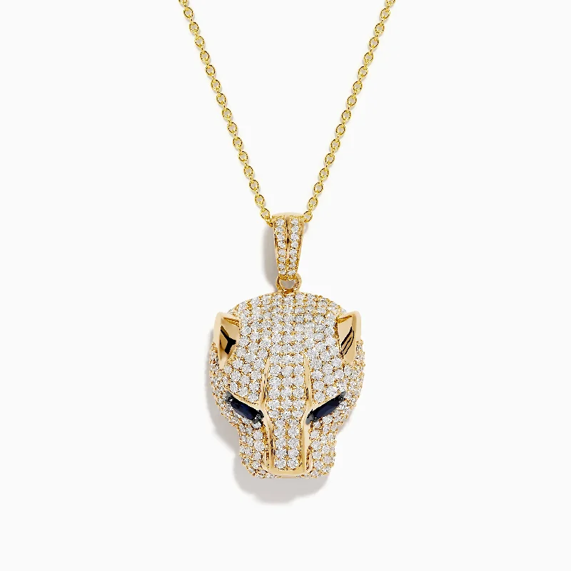 Signature 14K Yellow Gold Sapphire and Diamond Panther Pendant