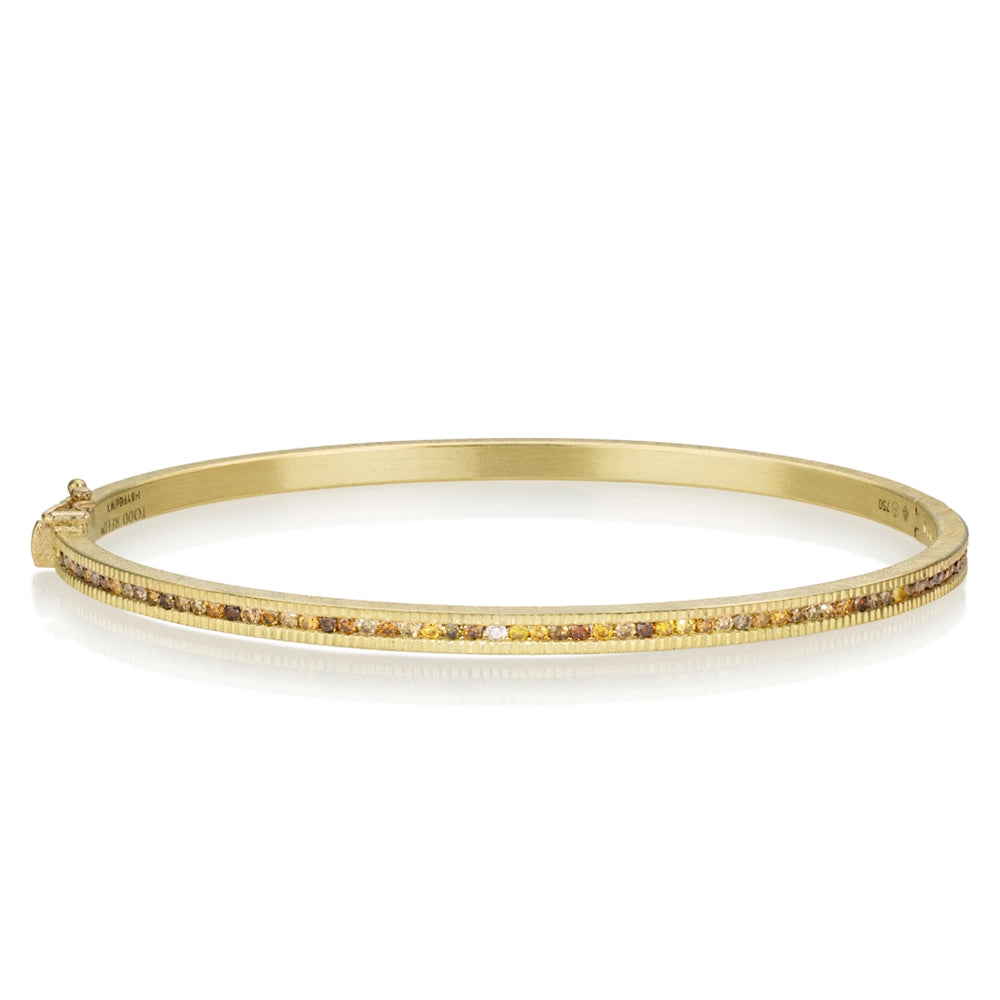 Todd Reed 18K Yellow Gold Diamond Hinged Bangle Bracelet