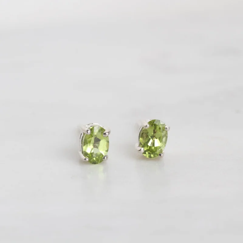 Oval Peridot Post Earring