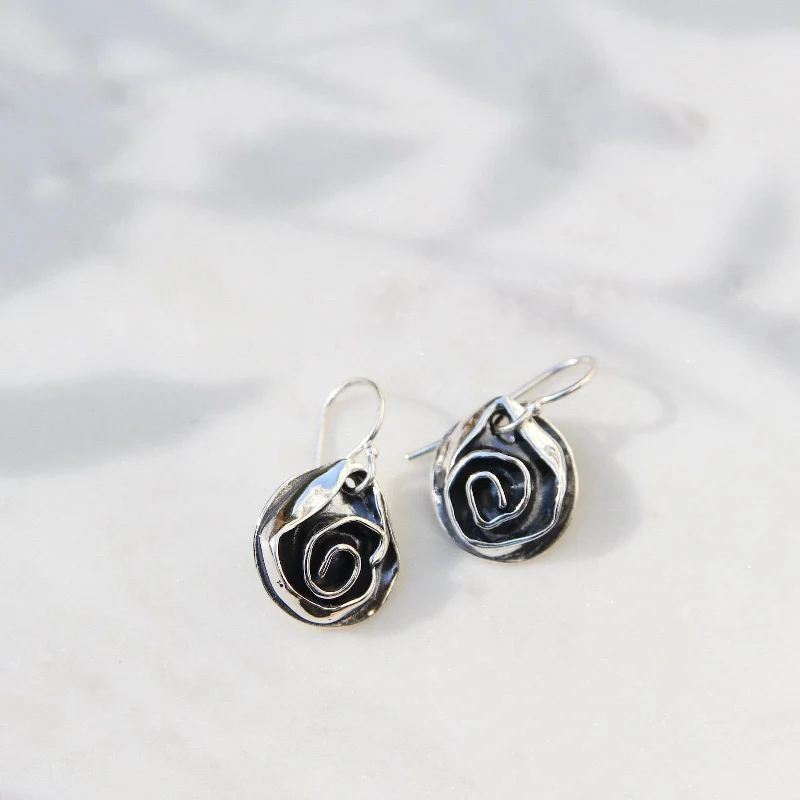 Medium Rose on Hook Earrings