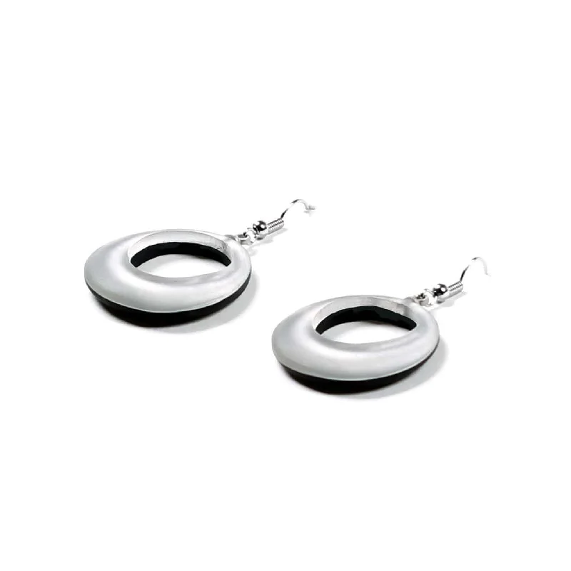 White Hollow Circle Earrings