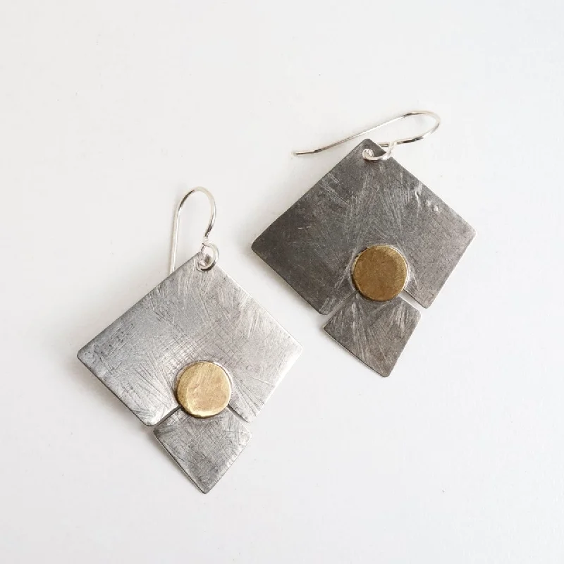 Abstract Scratched Sterling Silver Earring