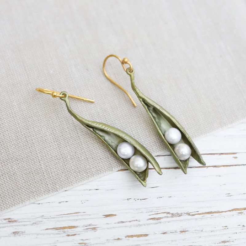 Pea Pod Two Pearl Earrings