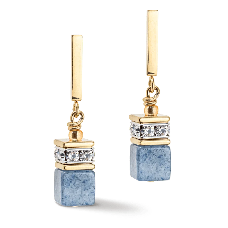 Blue Adventurine GeoCube Earring