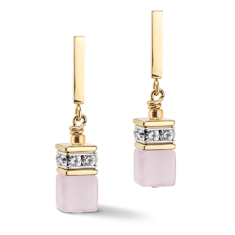 Light Rose Adventurine GeoCube Earrings