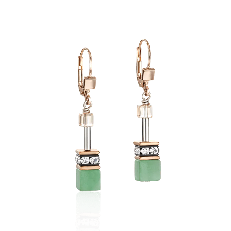 Green & Beige Geo Cube Earring