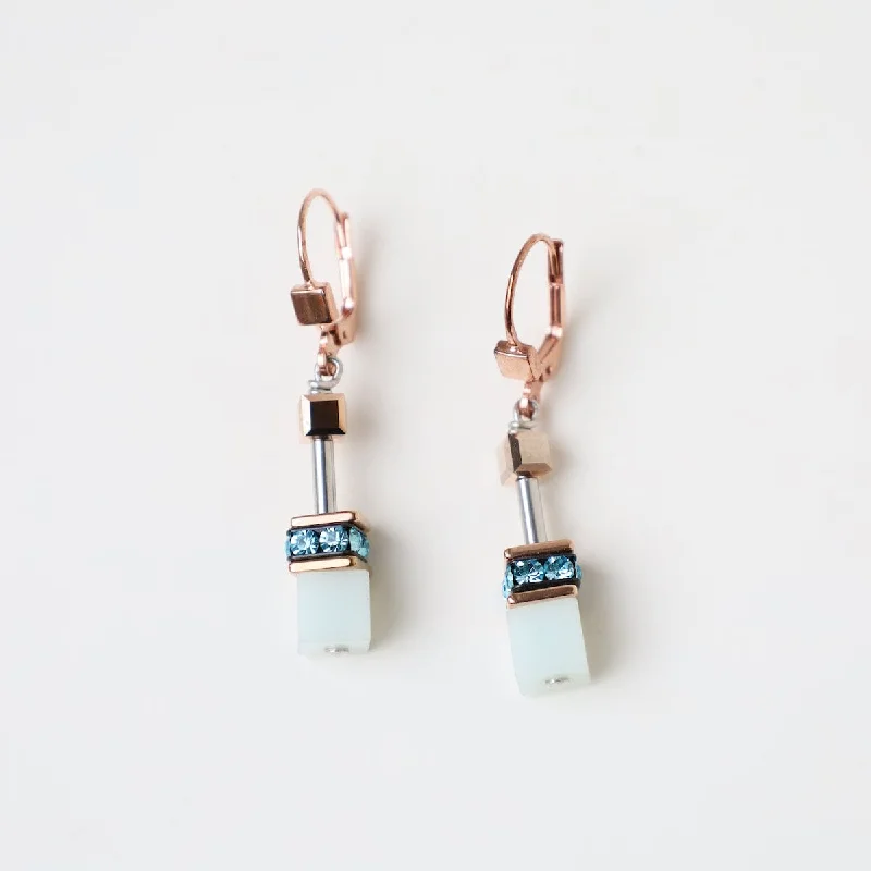 Aqua Geo Cube Earring