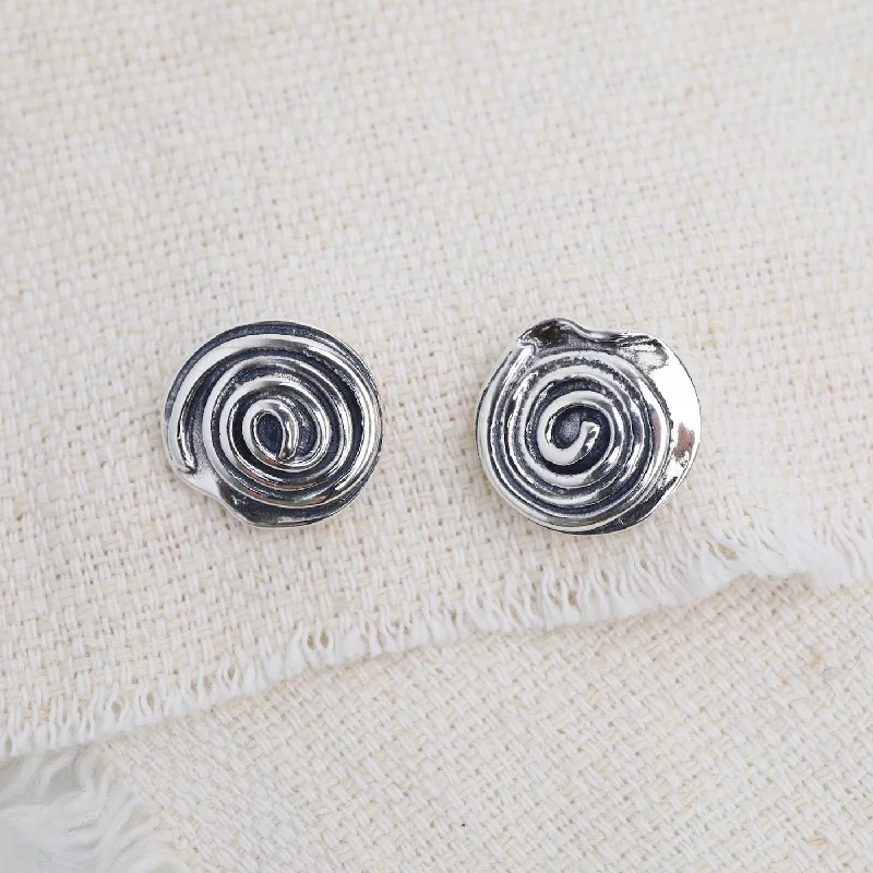 Silver Spiral Post Earrings